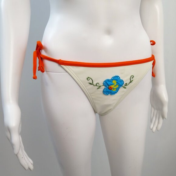 Christina 2-Piece Swimsuit White with Floral Appliqué Beading Embroidery Size M - Picture 13 of 16